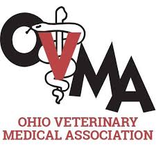 Logo with the text OVMA where there is a snake on the V. Below this, it reads Ohio Veterinary Medical Association.