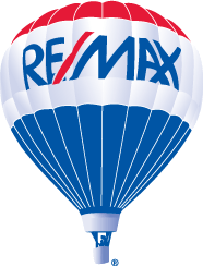 A hot air balloon with the text Re/Max in the middle.
