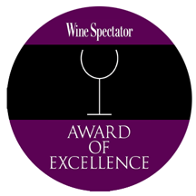 A round Wine Spectator Award of Excellence logo.